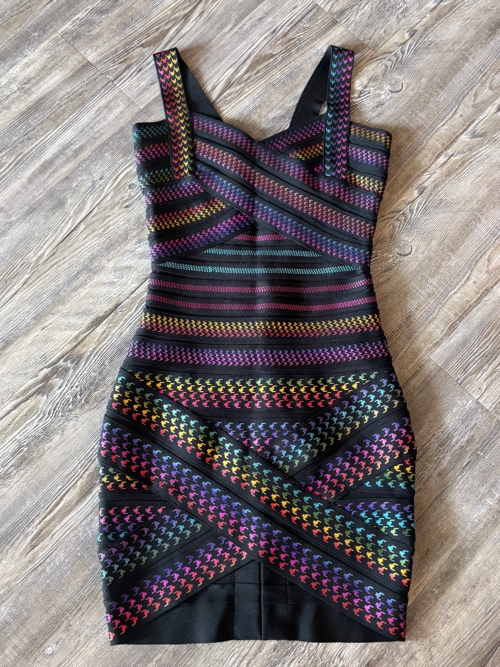 Black Mini Dress with metallic Rainbow - Picture 7 of 14
